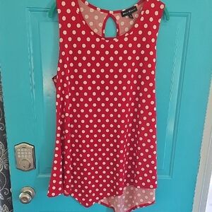 Maurices Red and White Polka Dot Sleeveless Blouse